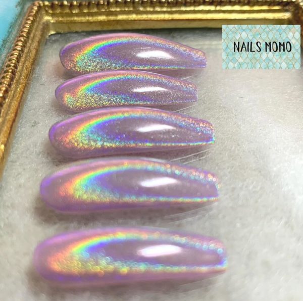 Regnbågseffekt färgglada Chrome pulver naglar display