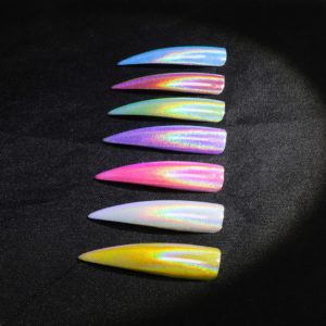 Holografisk Regnbågseffekt Chrome naglar Pulver