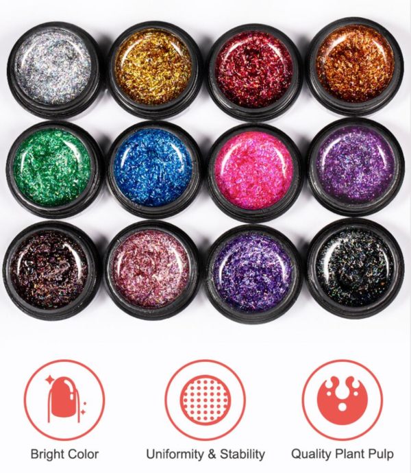 Lace shiny glitter UV LED gel nail polish 5ml 12färger