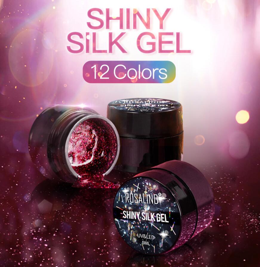 Lace Silk Shiny Glitter UV LED gel nail polish 5ml 12färger