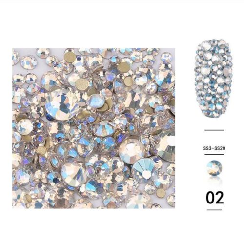 Glass shine rhinestones diamond blue lover mixed sizes 02