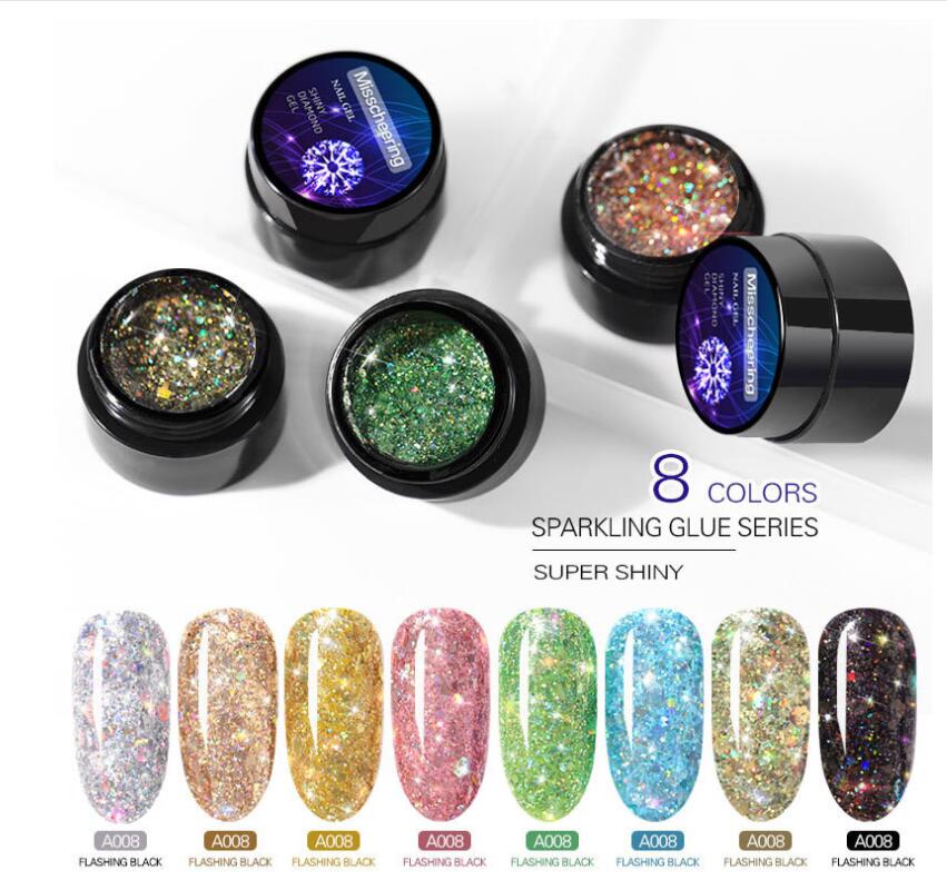 Diamond UV LED Shiny Glitter gel för Nail art 5ml