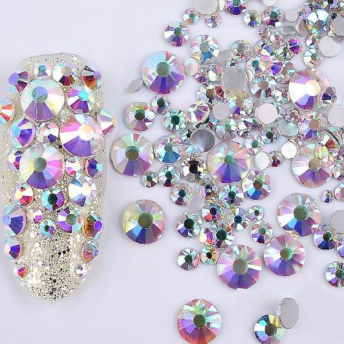 Nail Rhinestones Crystal diamond Pear Silver mixed