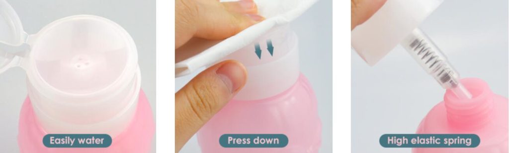 Pumpflaska Dispenser i Rosa till nageltillbehör Hur man använder steg för steg