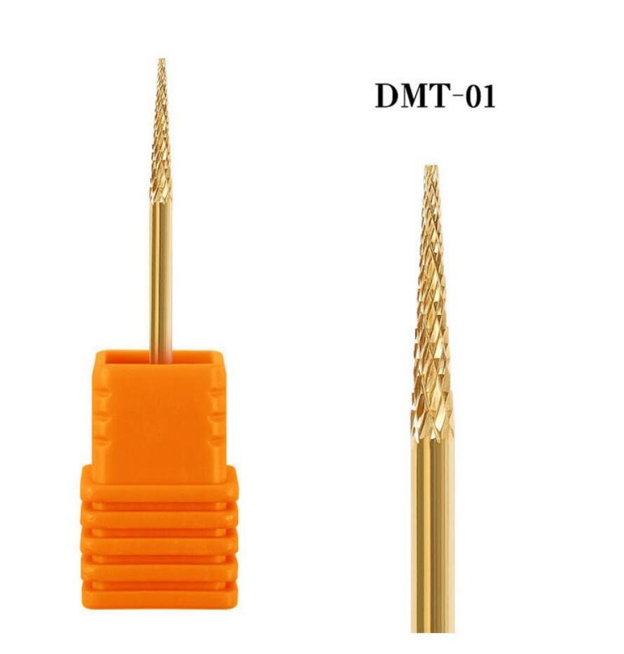 Bits till elfil lång tunn form Nagelrengöring guld Drillbits Nail drill bits DMT-01
