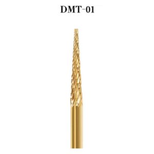Bits till elfil Botten Nagelrengöring guld Drillbits Nail drill bits lång tunn form Närbild DMT-01