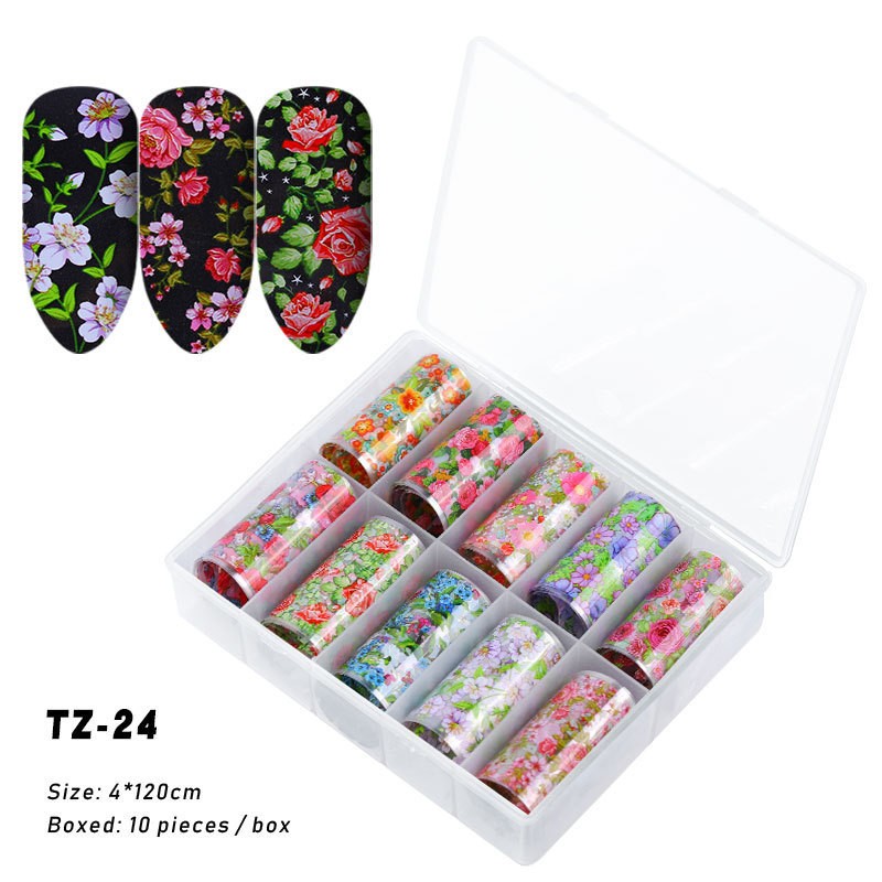 Nagelklistermärken Nail Art Nagelfolie Sticker Rosor och andra jättefina blommor TZ-24
