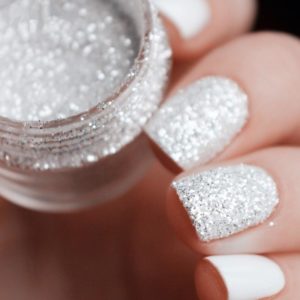 Silver glitter Pulver Frost silver Diamant glitter effekten som light elegance diamond glitter Nail art