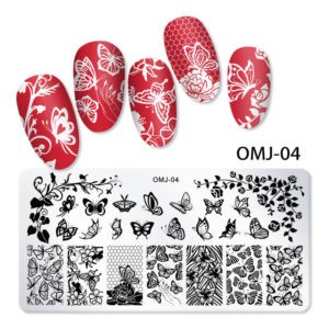 Stämpelplatta naglar. Hög kvalitet nagel stämpelplatta för nailart. nail stamping plate med olika mönster Nageldekorationer - Rektangel i Metall Modell OMJ-04
