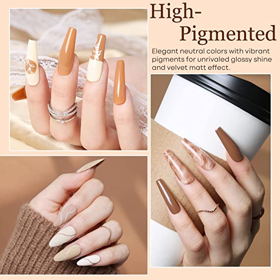Bli inspirerad av olika gellack i beige nude och ljusgrå för din nail art