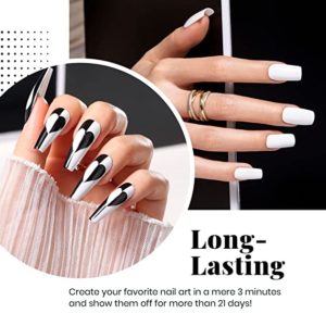 Bli inspirerad av vår gellack i vit färg med coola mönster design för din nail art 2