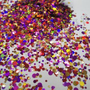 Färgglada glitterflingor i blandade storlekar Huvudfärg lila och gulbrun för nail art Nagel glitter