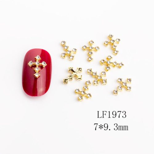 Kors Diamanter nagelsmycken i guld högkvalitativt. Diamonds nail jewelry för nail art, nageldekoration och andra konstprojekt Modell LF1973