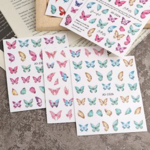 Färgglada unika fjärilar nagelklistermärken. Nail stickers colorful butterflies nageldekorationer nail decoration