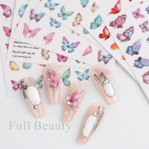 Färgglada unika fjärilar nagelklistermärken. Nail stickers colorful butterflies nageldekorationer nail decoration bild 2