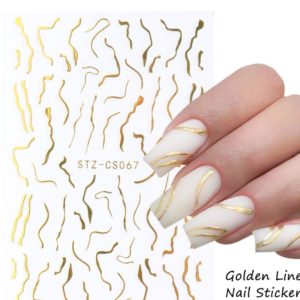 Guldlinje nagelklistermärken. Nail stickers gold lines nageldekorationer nail decoration STZ-067