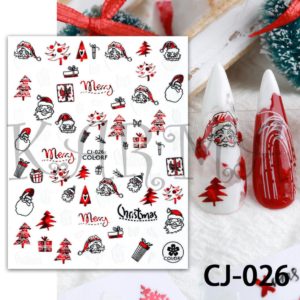 Klassik jul nagelklistermärken i julröd färg. Christmas nail stickers, christmas tree, Jul nageldekorationer Christmas nail decoration CJ-026