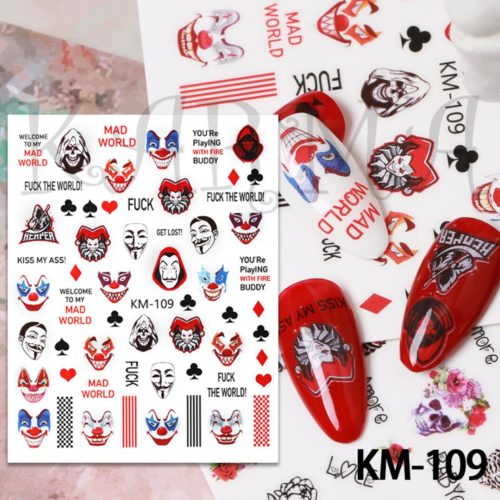 Olika Clowner, V Vendetta nagelklistermärke Clown nail stickers nageldekorationer KM-109
