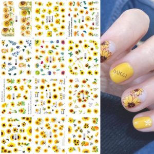 Solros Nagelklistermärken för somriga naglar. Nail stickers sunflowers nageldekorationer nail decoration
