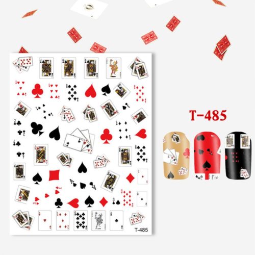 Spelkort Kortlek med olika stilar nagelklistermärken, Poker cards nail stickers. Häftiga nageldekorationer nail decoration Modell T-485
