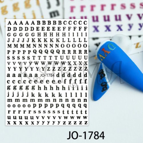 Svarta 26 olika bokstäver i små och stora bokstäver nagelklistermärken. 26 Black alphabets nail stickers nail decoration J0-1784
