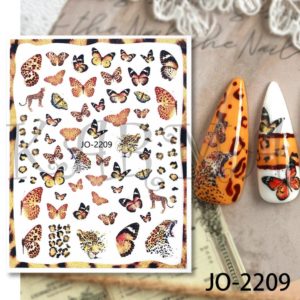 Vackar bruna fjärilar nagelklistermärken med leopard, tiger och leopard mönster. Brown butterflies, beautifull leopard patterns nail stickers Nageldekorationer JO-2209