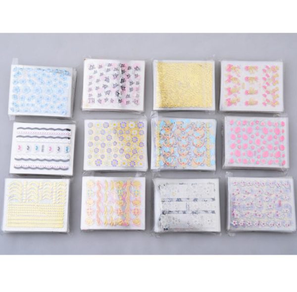 10 st ark nagelklistermärken Blommor självhäftande Färgglada multifärg för nageldekorationer Display på olika mönster 3