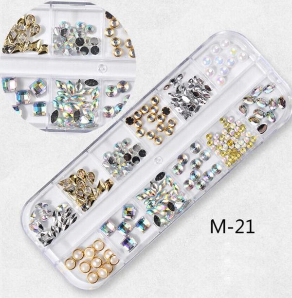 Blandade smycken Strass Pärlor Diamond manikyr M21