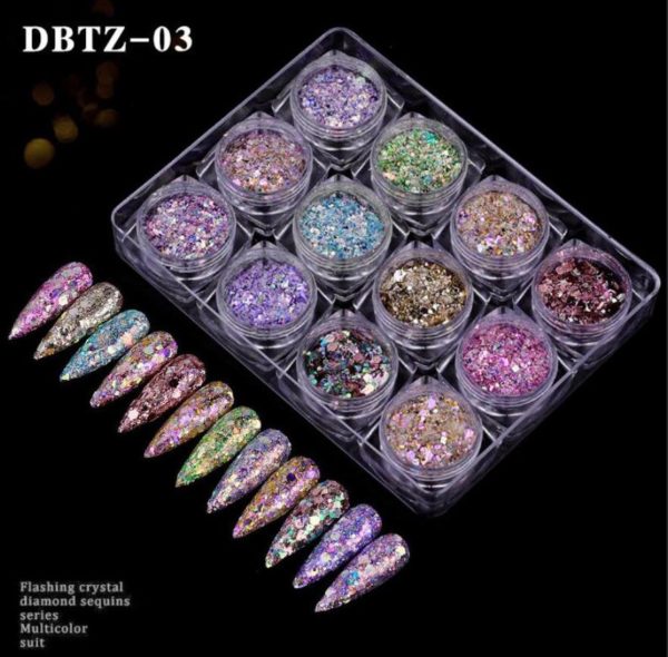 12colors set shiny fakes glitter nail art DBTZ 03