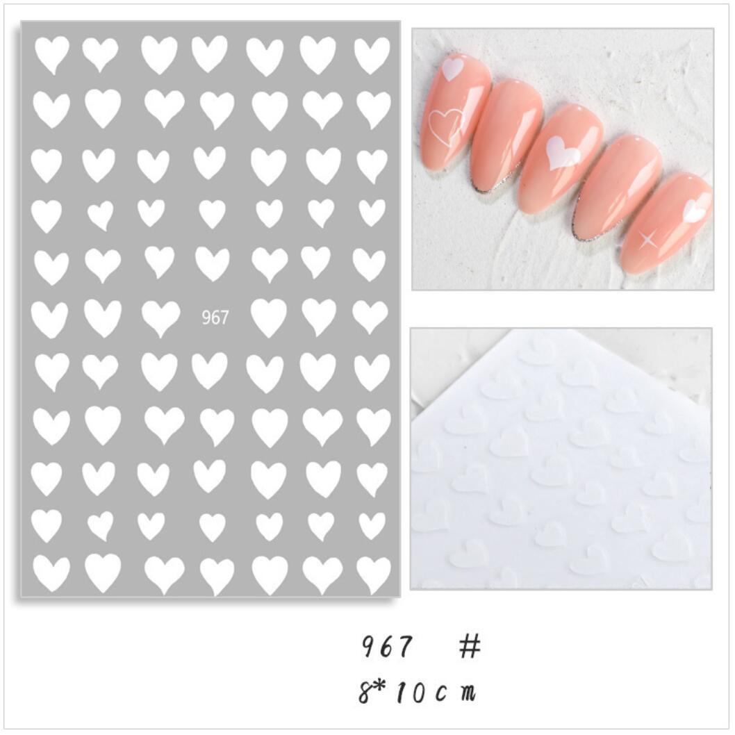 Nagelklistermärken vit hjärta Alla hjärtans dag Valentines day Heart nail stickers