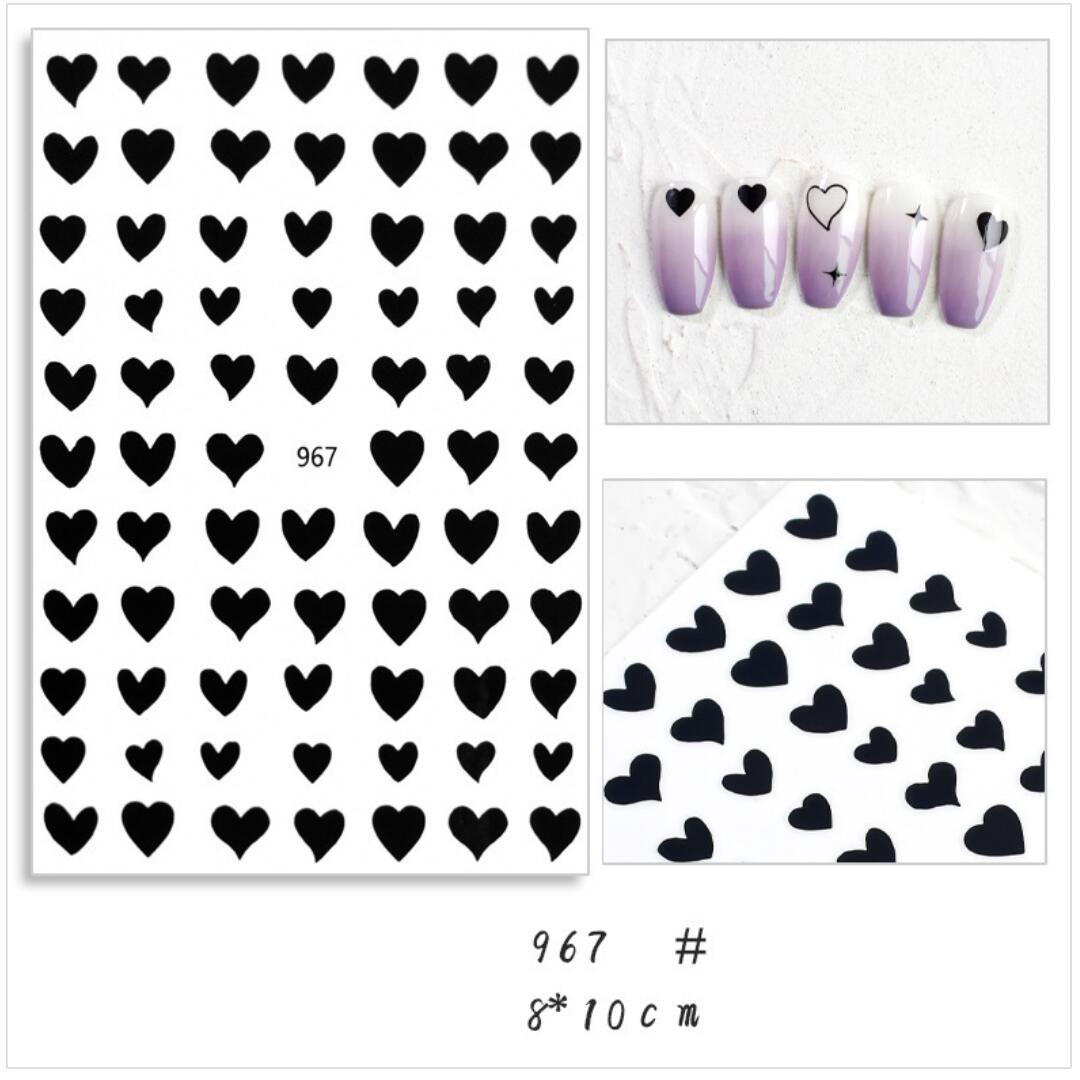 Nagelklistermärken svart hjärta Alla hjärtans dag Valentines day Heart nail stickers