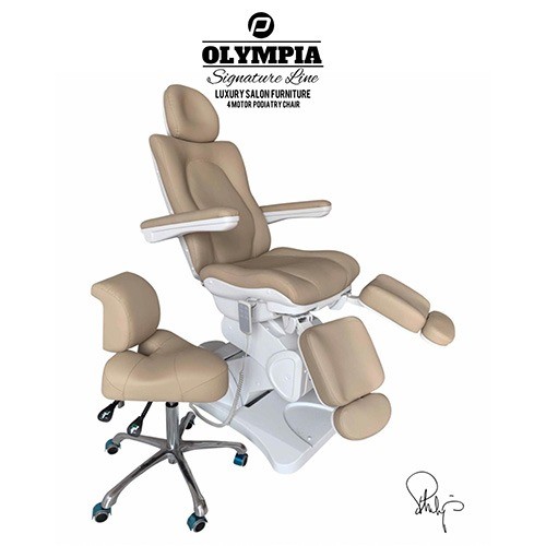 Behandlingsstol Olympia i Royal brun med sadelstol 2