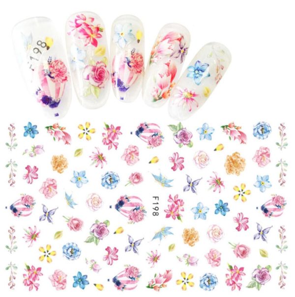 Blandad av olika sorts of blommor nagelklistermärken för somriga naglar. Nail stickers flower garden nageldekorationer nail decoration F198