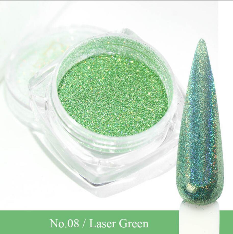 Chrome naglar pulver Holographic pulver Grön | Nailart