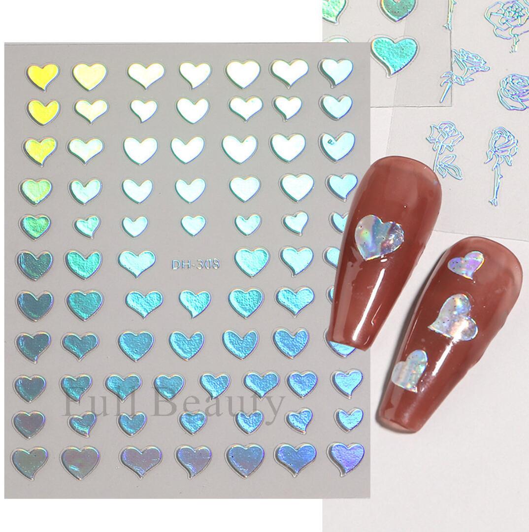 Nagelklistermärken 3D hjärta round Alla hjärtans dag Valentines day Heart nail stickers