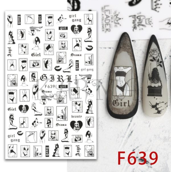 Coola moderna nagelklistermärken med olika sexiga tjejer. Cool and modern girls Nail stickers Nail art F639