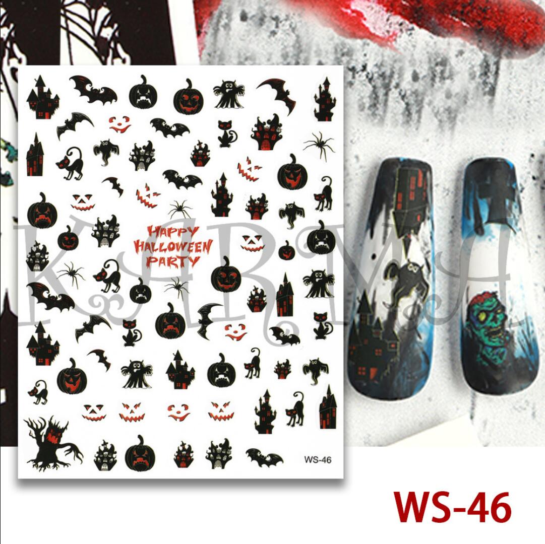 Nagelklistermärken Halloween tema med olika mönster Nail stickers