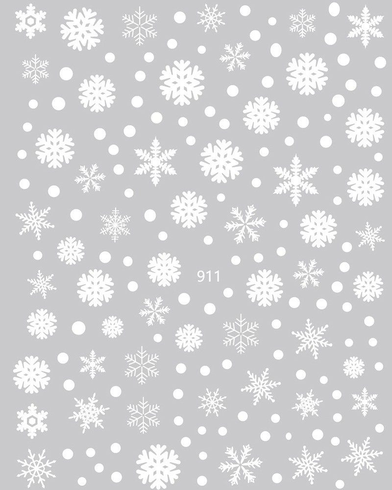 Nagelklistermärken vita Snöflingor i olika storlekar White snow flakes nail stickers