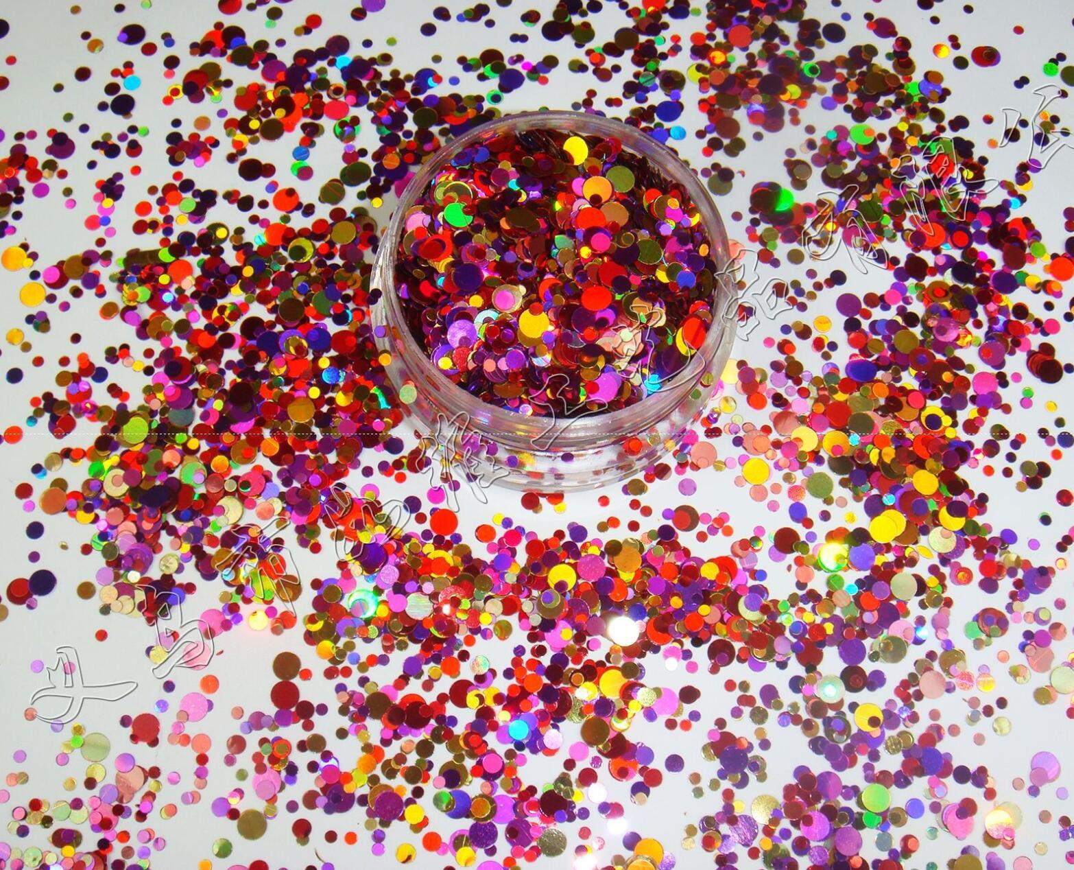 Färgglada glitterflingor i blandade storlekar Huvudfärg ljusrosa för nail art Nagel glitter