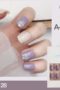 Fräscha lila & begie lösnaglar Naturliga korta form med blommor. Fresh purple & beige fake nails Press on nails modell A-128