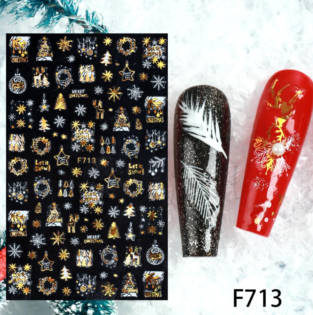 Nagelklistermärken Jul i guld & vit Christmas nail stickers Jul nageldekoration