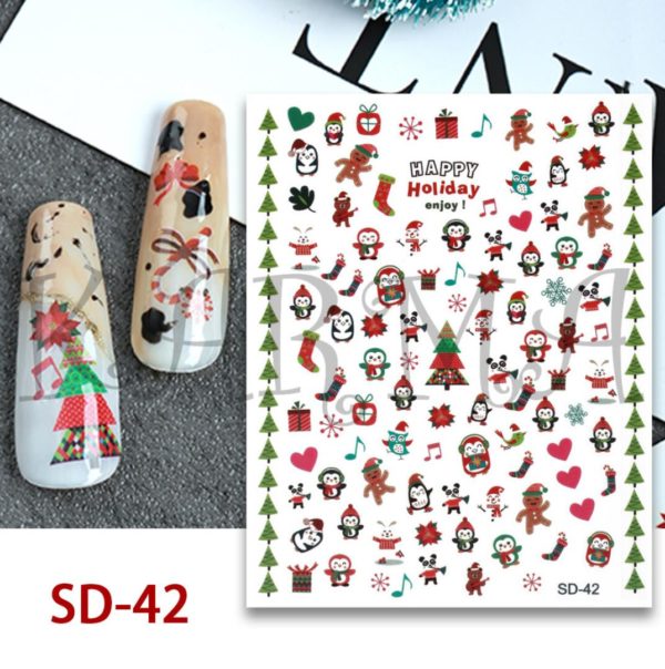 Jul söta glada nagelklistermärken. Christmas nail sticker cute and happy Christmas nail decoration nageldekorationer SD-42