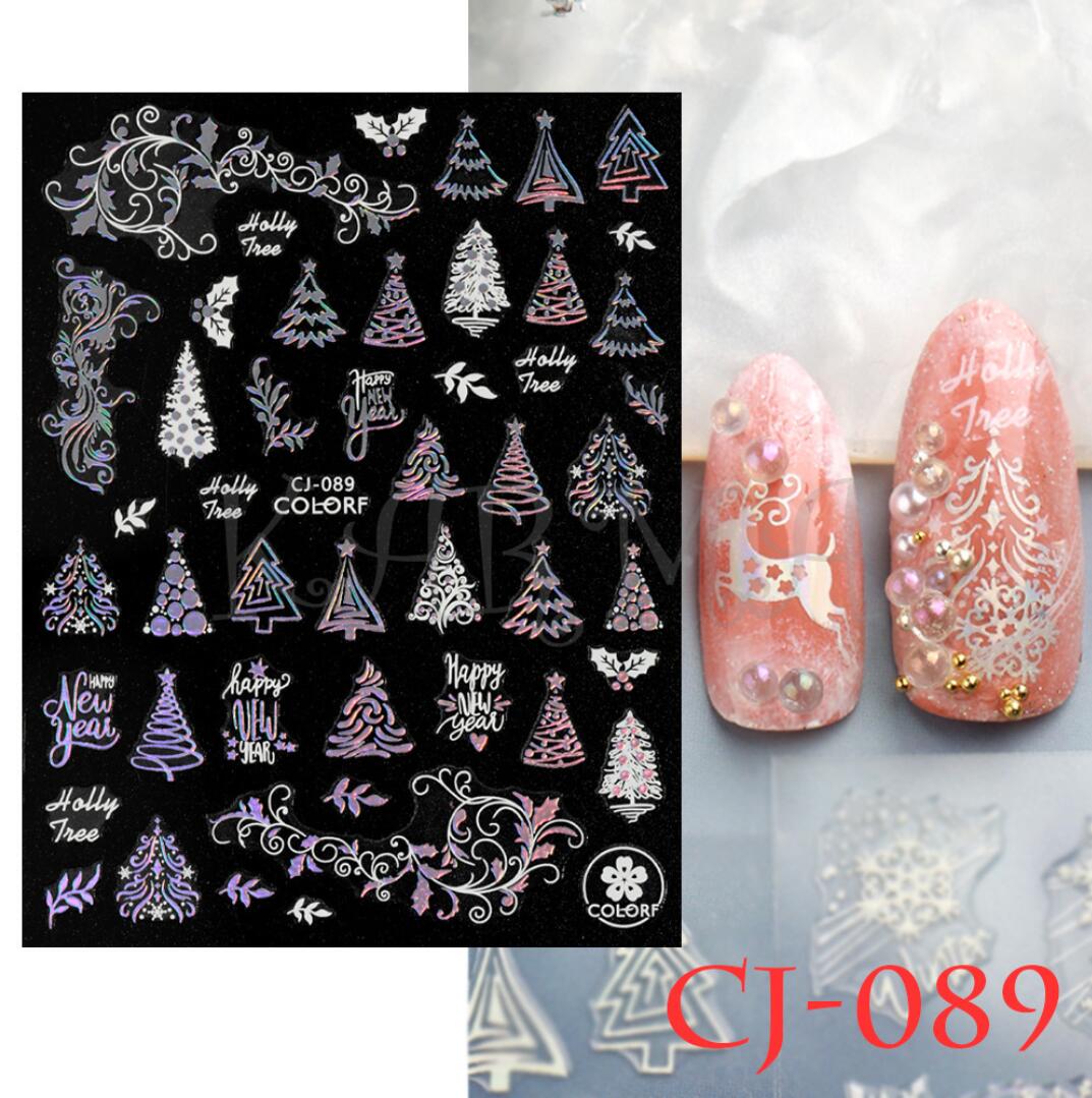 Nagelklistermärken Julgran Christmas tree nail stickers Jul nageldekoration