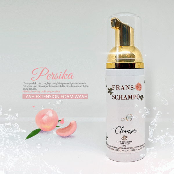 Lash shampoo Fransrengöring för fransförlängning Frans skum Fransschampo med fruktig doft av Persika