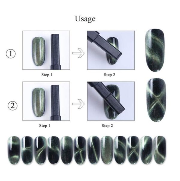 Magnet verktyg till Cat eye gel Magnet gel 1st N01 N02 olika sätt