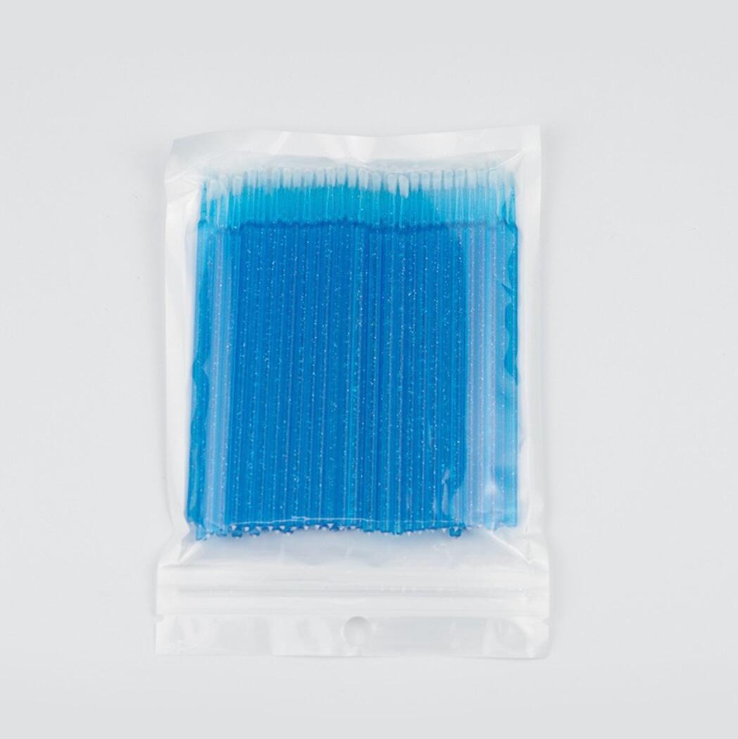 Microborste Microbrush i havsblå glitter 100 st för Ögonfransförlängning | Salong tillbehör