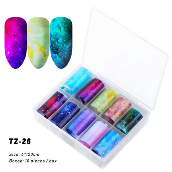 Nagelklistermärken Nail Art Nagelfolie Sticker Galaxy i olika färger TZ-26