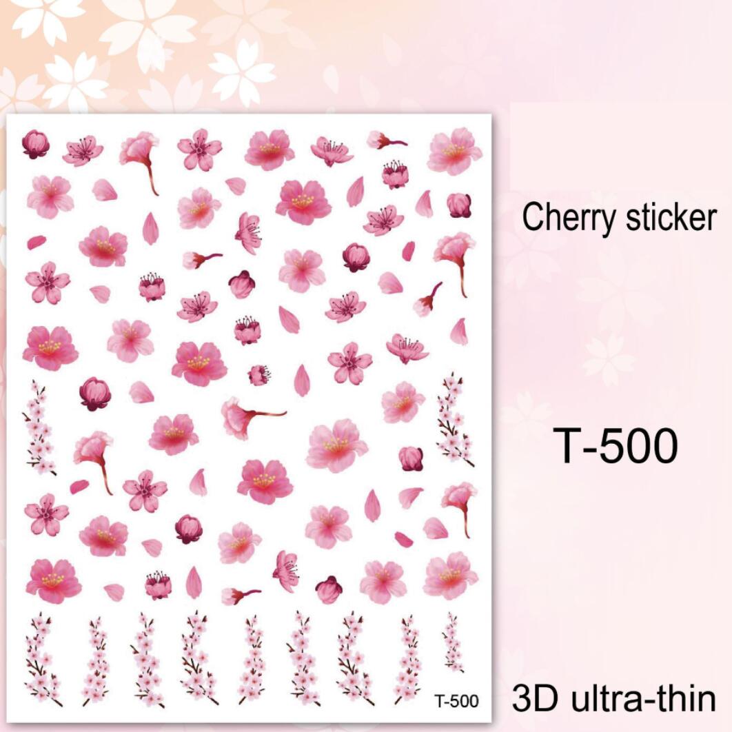 Nagellistermärken körsbärsblommor i rosa olika stilar Nailart T500
