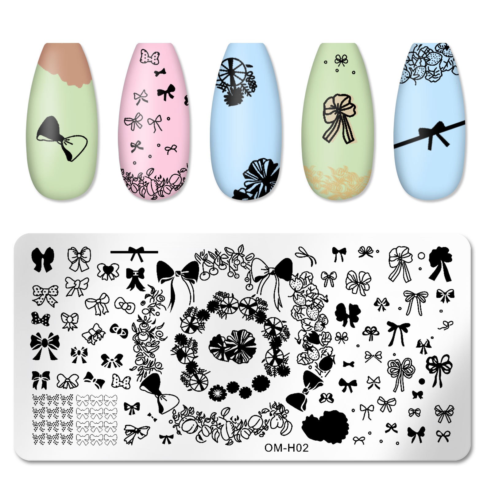 Stämpelplatta Naglar rosett olika designs Nail Stamping plate för Nailart