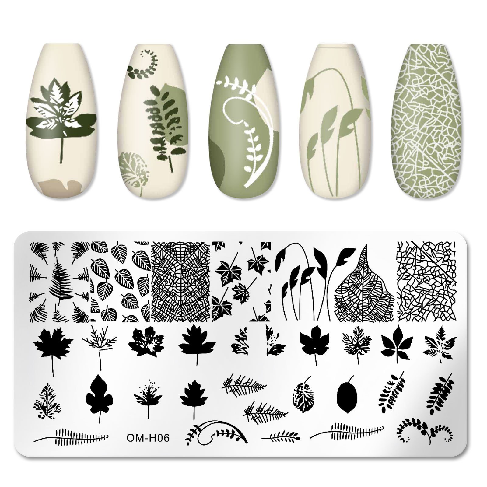 Stämpelplatta Naglar Löv designs Nail Stamping plate för Nailart